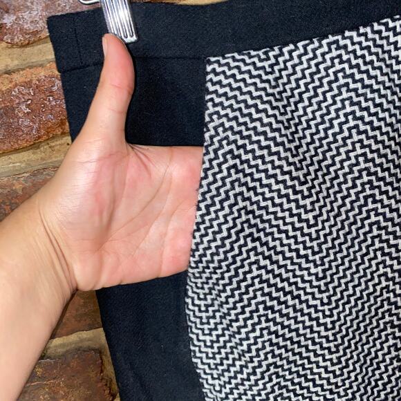 J. Crew Black White Herringbone Wool Pencil Straight Mini Skirt Women's Size 2 - Picture 4 of 8